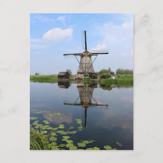 Vindkraftverk Kinderdijk Molen Holland Nederländer Vykort (Framsida)