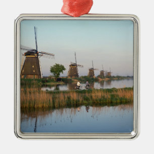 Vindkraftverk, Kinderdijk, Nederländerna Julgransprydnad Metall