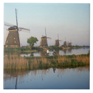 Vindkraftverk, Kinderdijk, Nederländerna Kakelplatta