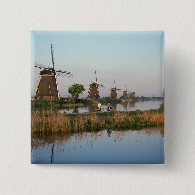 Vindkraftverk, Kinderdijk, Nederländerna Knapp (Framsida)