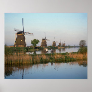Vindkraftverk, Kinderdijk, Nederländerna Poster