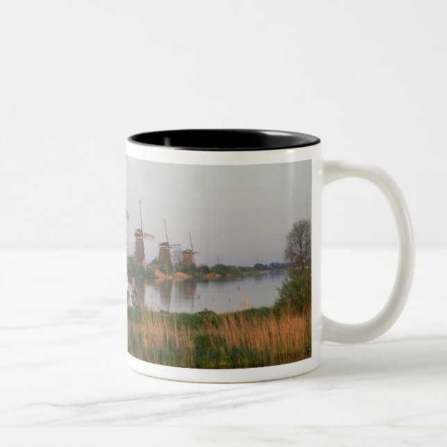 Vindkraftverk, Kinderdijk, Nederländerna Två-Tonad Mugg (Höger)