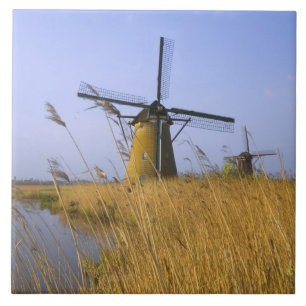 Vindkraftverk längs kanalen i Kinderdijk, 2 Kakelplatta