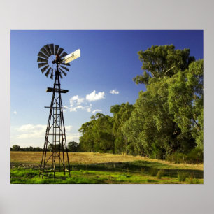 Vindkraftverk nära Hume Highway, Victoria, Austral Poster