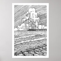 Vindkraftverk Ocean Bläckteckning