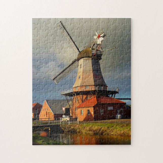Vindkraftverk Ostfriesland Holländsk Malm Korn Pussel (Vertikal)