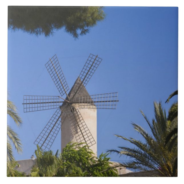 Vindkraftverk, Palma, Mallorca, Spanien Kakelplatta (Framsidan)