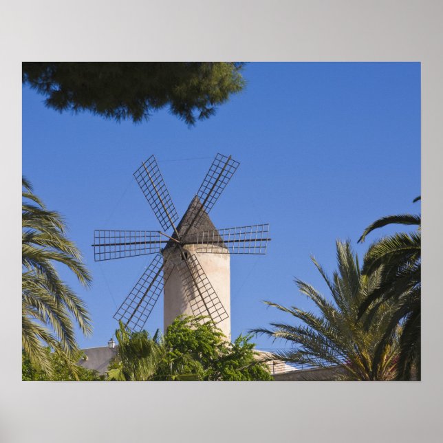 Vindkraftverk, Palma, Mallorca, Spanien Poster (Framsidan)