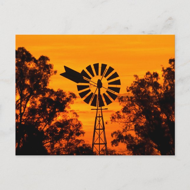 Vindkraftverk vid solnedgång, Australien Vykort (Framsida)