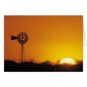 Vindkraftverk vid solnedgång, Sinton, Texas, USA Hälsningskort