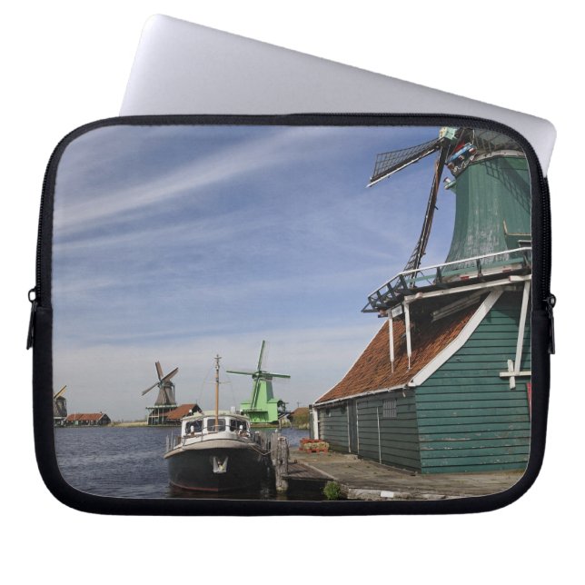 Vindkraftverk, Zaanse Schans, Holland, Nederländer Laptop Sleeve (Framsidan)