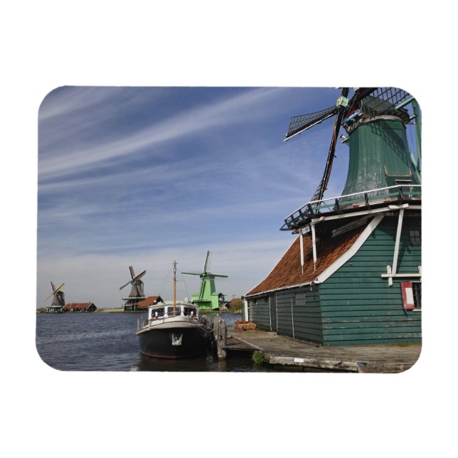 Vindkraftverk, Zaanse Schans, Holland, Nederländer Magnet (Horisontell)
