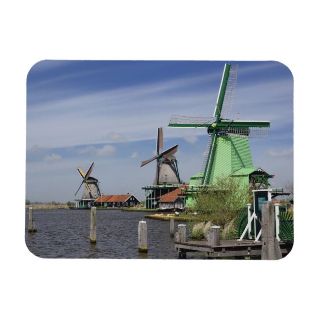 Vindkraftverk, Zaanse Schans, Holland, Nederländer Magnet (Horisontell)