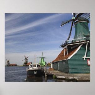 Vindkraftverk, Zaanse Schans, Holland, Nederländer Poster