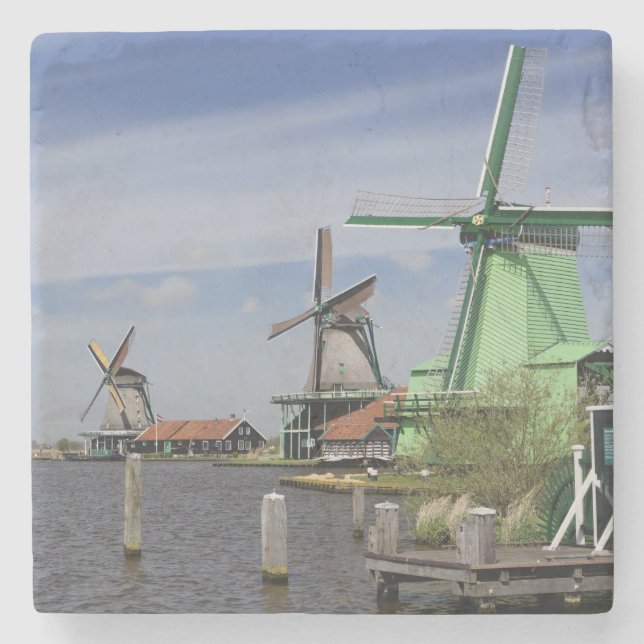 Vindkraftverk, Zaanse Schans, Holland, Nederländer Stenunderlägg (Framsidan)