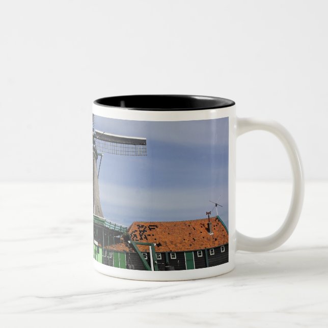 Vindkraftverk, Zaanse Schans, Holland, Nederländer Två-Tonad Mugg (Höger)
