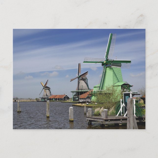 Vindkraftverk, Zaanse Schans, Holland, Nederländer Vykort (Framsida)