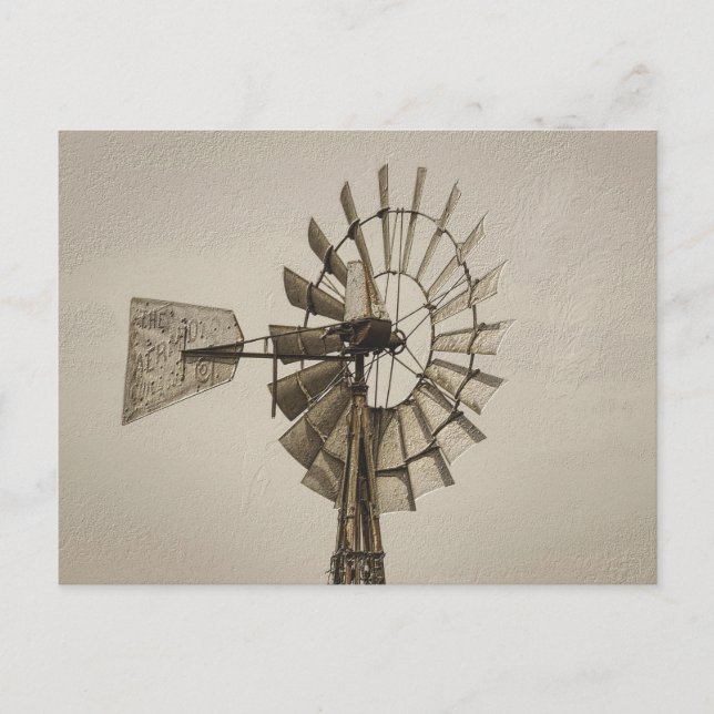 Vindkraftverkshjul Sepia Tom vykort (Framsida)