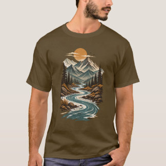 Vindlande flodberg landskapsbild vildmark t shirt
