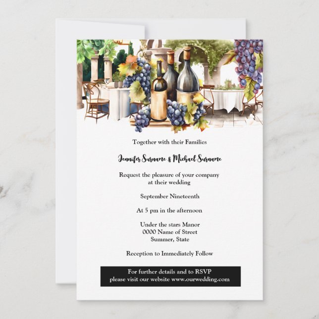 Vindruvor för vinodling med vattenfärg från Winery Inbjudningar (Framsida)