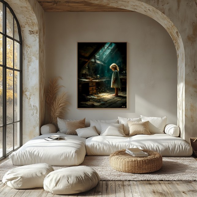 Vindsrummet med små ljus canvastryck (Skapare uppladdad)