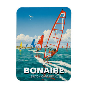 Vindsurfare på Bonaire Holländska Karibien Magnet