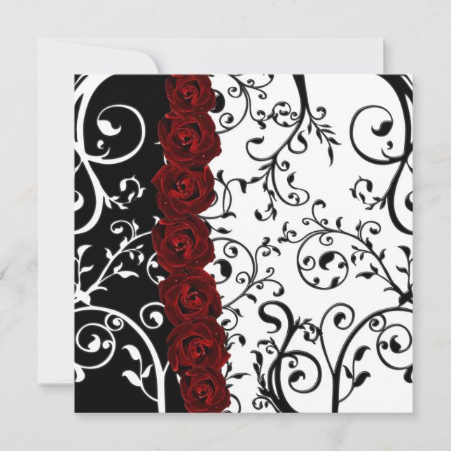 Vine Damask och Ro Goth Bröllop Inbjudningar (Framsida)
