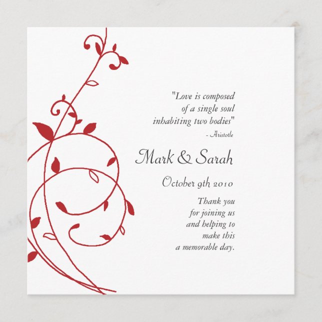 Vine Divine Red Bröllopsprogram Program (Framsida)