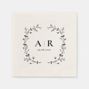 Vine Rulla Bröllop Monogram, par Initialer Pappersservett