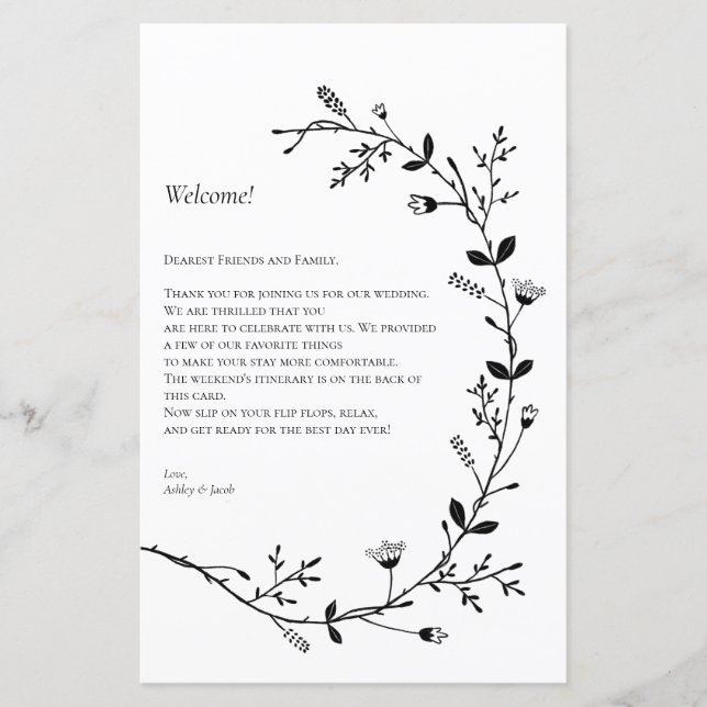 Vine Rulla Bröllop Välkommen Brev, Irland (Framsida)
