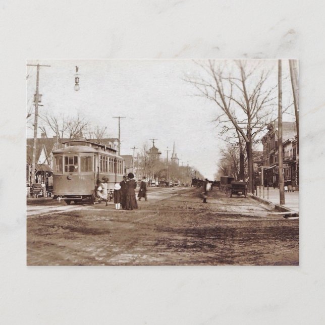 Vineland NJ, Landis Ave, Trolley, Scene, c1910 Vykort (Framsida)