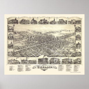 Vineland, NJ Panoramic Karta - 1885 Poster