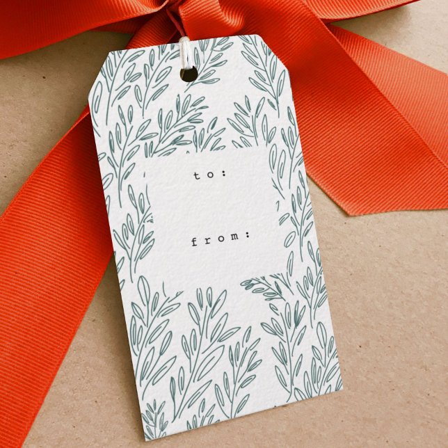 Vines Gift-Märkre Presentetikett (Hand-drawn growing vines gift tag.)