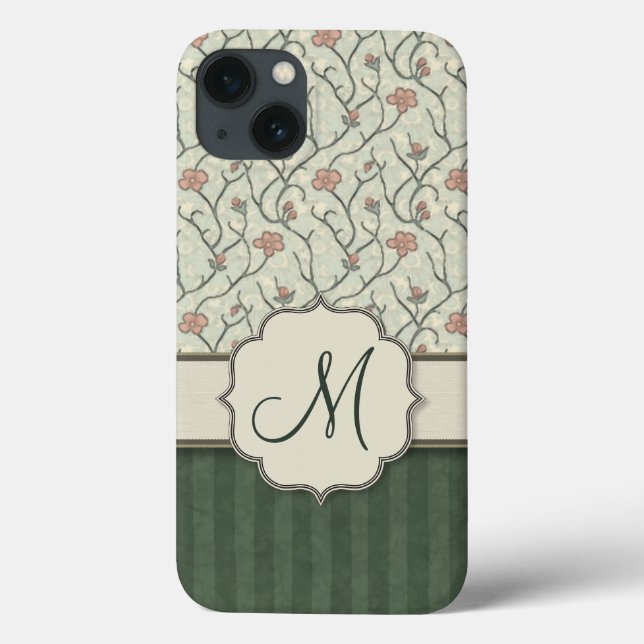 Vines, randar och Monogram för rosa vattenfärg blo (Baksida)