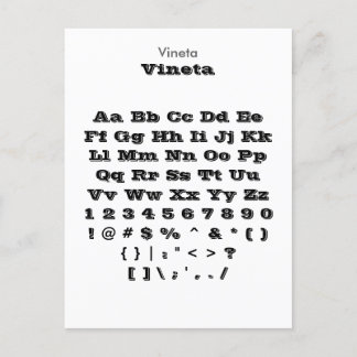 Vineta - Zazzle Font Sampler Lakan Vykort