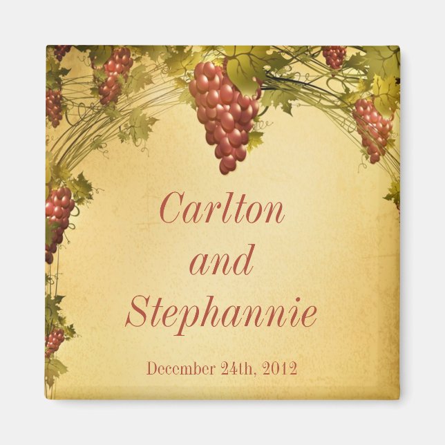 Vineyard Bröllop Magnet Favor (Framsidan)