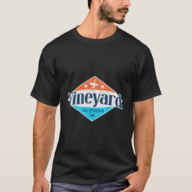 Vineyard California Beach Flagga Surfa Ca T Shirt (Framsida)