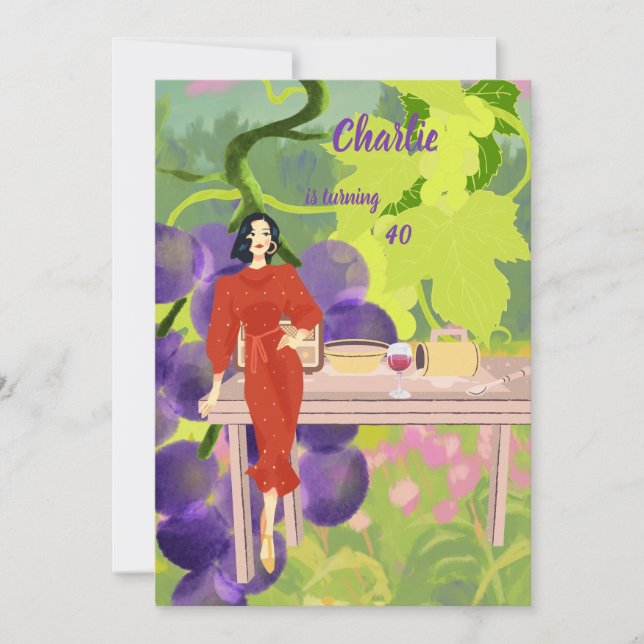 Vineyard Elegance-födelsedag Inbjudningar (Framsida)