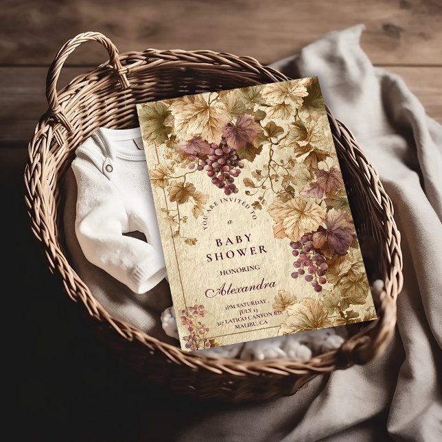 Vineyard Grape Floral Baby Shower Inbjudningar (Skapare uppladdad)