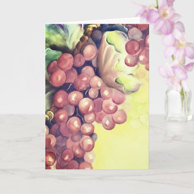 Vineyard Grapes Watercolor Greeting Card | Wine  Kort (Orkide)