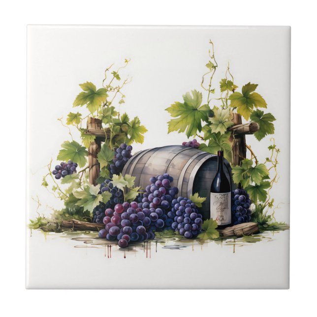 Vineyard Graphics Watercolor Print Tile Kakelplatta (Framsidan)