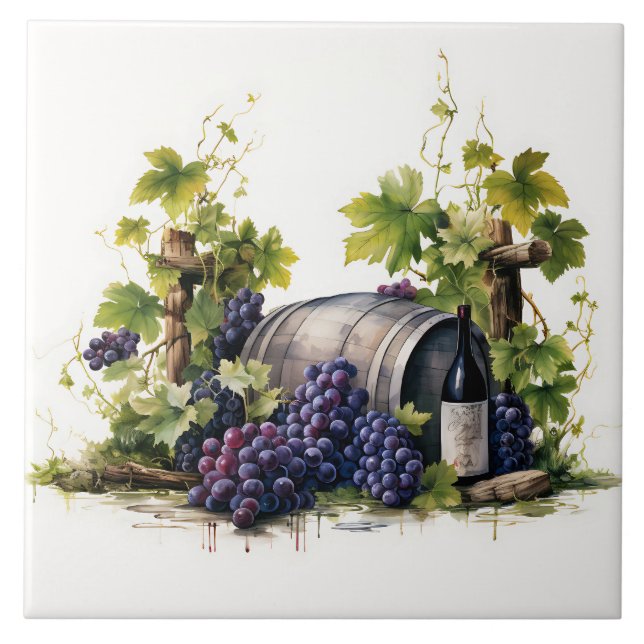 Vineyard Graphics Watercolor Print Tile Kakelplatta (Framsidan)