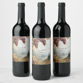 Vineyard Italienska landsidsmaskiner Vinflaska Etikett