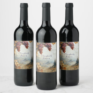 Vineyard Italienska landsidsmaskiner Vinflaska Etikett