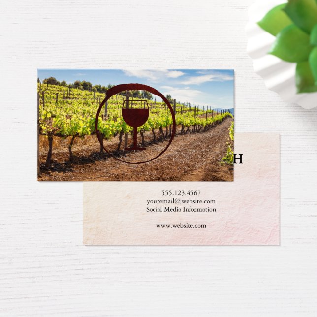 Vineyard | Logotyp av glas Vin Visitkort (Skivbord)