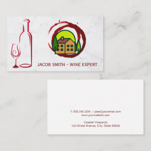 Vineyard Logotyp av glaset Vin Flaska Visitkort