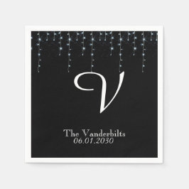 Vineyard Midnight Monogram Bröllop Napkin Pappersservett