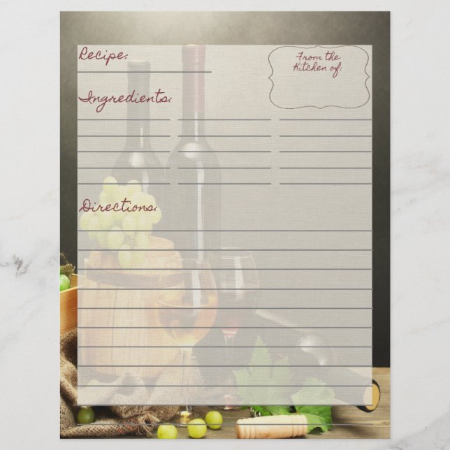 Vineyard Recipe Inserts (Framsida)