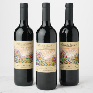 "Vineyard Sunset" anpassade Vin-etikett Vinflaska Etikett