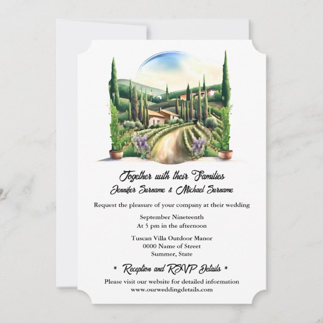 Vineyard Tuscan-husen i vin Inbjudningar (Framsida)